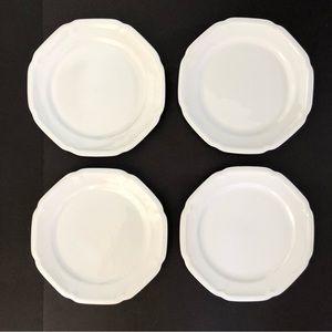 4 Mikasa Antique White Bone China 8.5" Salad Plates Embossed Edge Scalloped